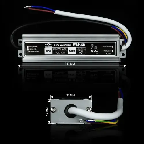Блок живлення 12В 60Вт 5А IP67 WBP-60-12 Герметичний корпус