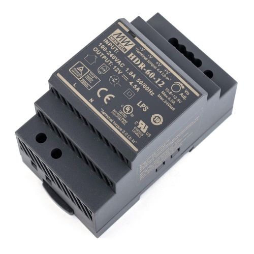 Блок живлення Mean Well на DIN-рейку HDR-60-12 (54W; 4,5A; 12V; IP20) Series "HDR"