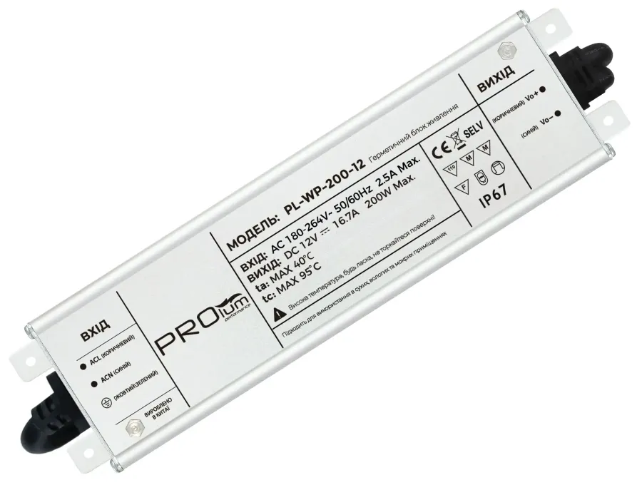 Блок живлення PROLUM™ 12V, 200W, 16.7А, Series "WPS"