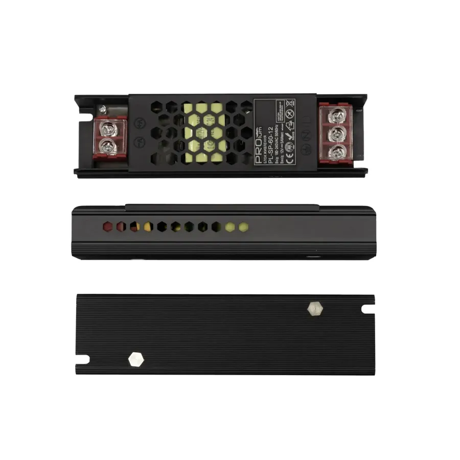 Блок питания 12В 60Вт 5А IP20 PL-SP-60-12 Slim металлический перфорированный корпус