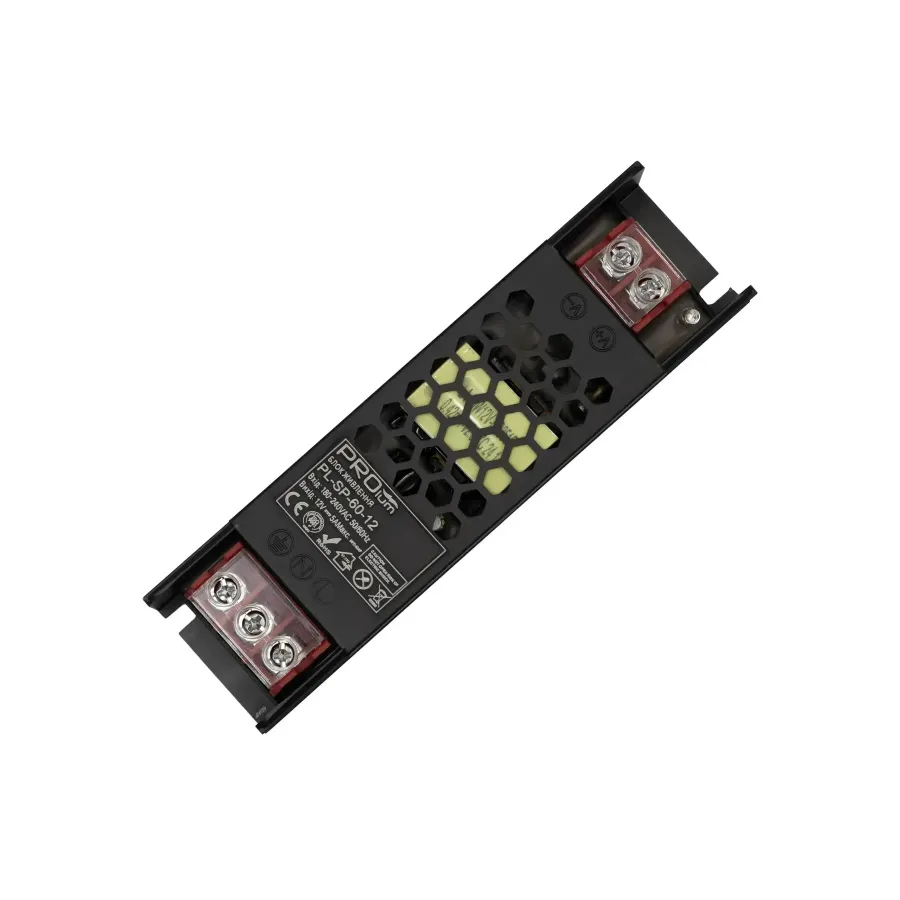 Блок питания 12В 60Вт 5А IP20 PL-SP-60-12 Slim металлический перфорированный корпус