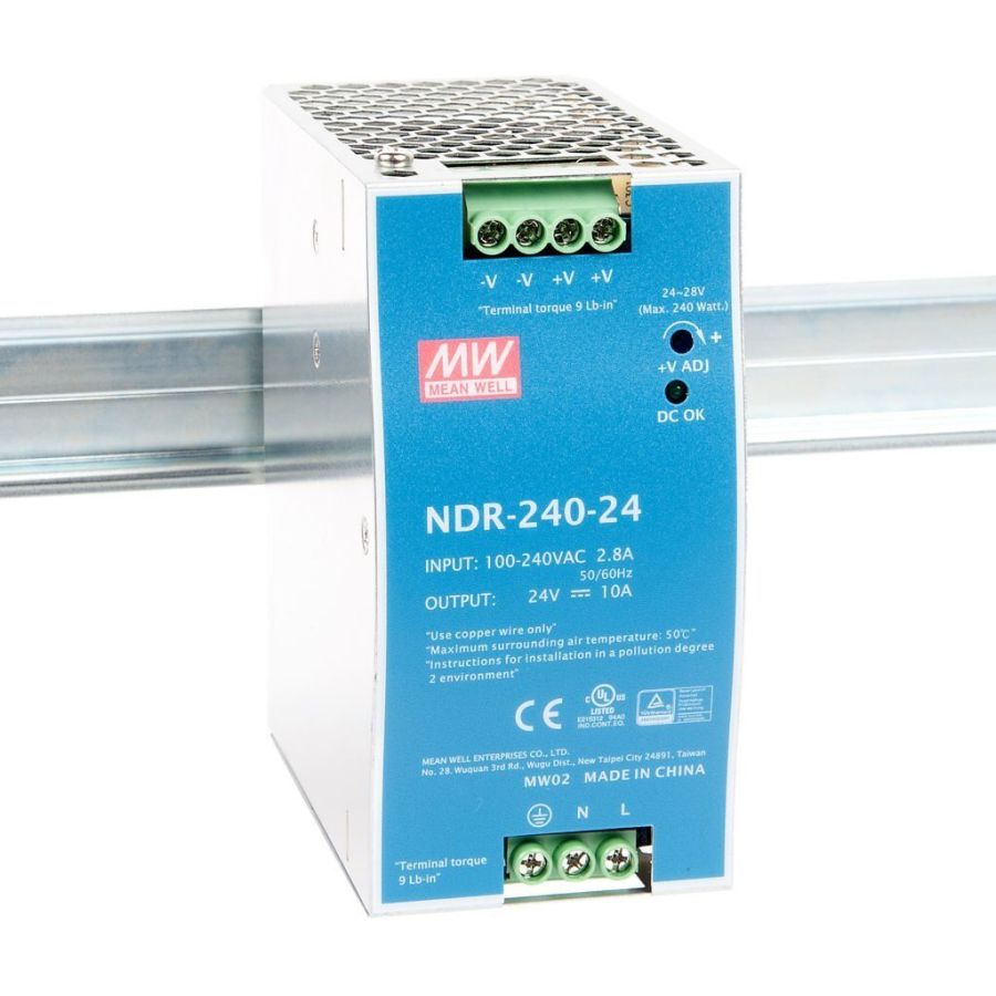 Блок живлення Mean Well на DIN-рейку NDR-240-24 (240W; 10A; 24V; IP20) Series "NDR"