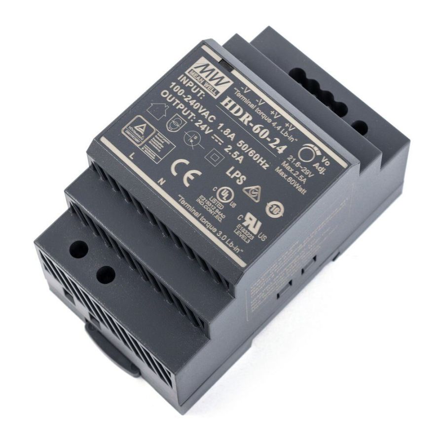 Блок живлення Mean Well на DIN-рейку HDR-60-24 (60W; 2.5A; 24V; IP20) Series "HDR"