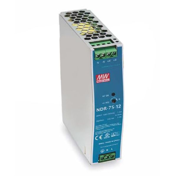 Блок живлення Mean Well на DIN-рейку NDR-75-12 (75,6W; 6,3A; 12V; IP20) Series "NDR"