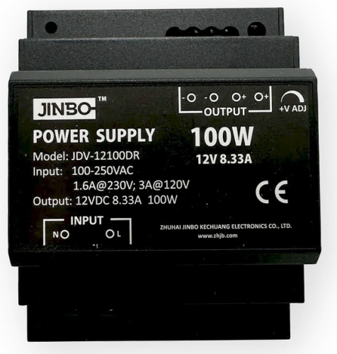 Блок живлення JINBO 12В 100Вт 8,33А IP33 JDV-12100DR на DIN рейку