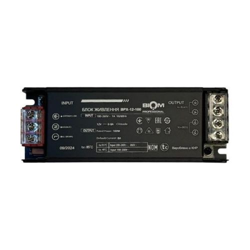 Блок живлення BIOM 12В 100Вт 8,3А IP20 BPX-12-100 Slim мет. перф.