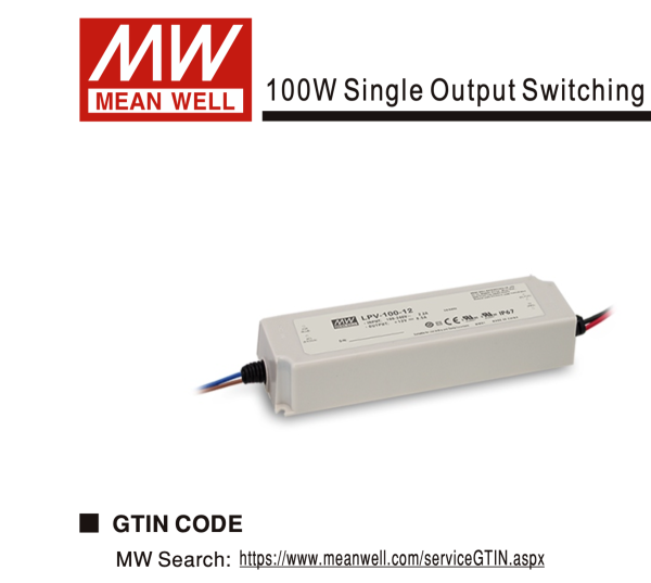 Блок питания 12В 102Вт 8,5А IP67 LPV-100-12 пластиковый корпус