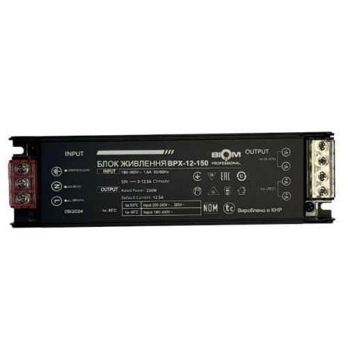 Блок живлення BIOM 12В 150Вт 12,5А IP20 BPX-12-150 Slim мет. перф.