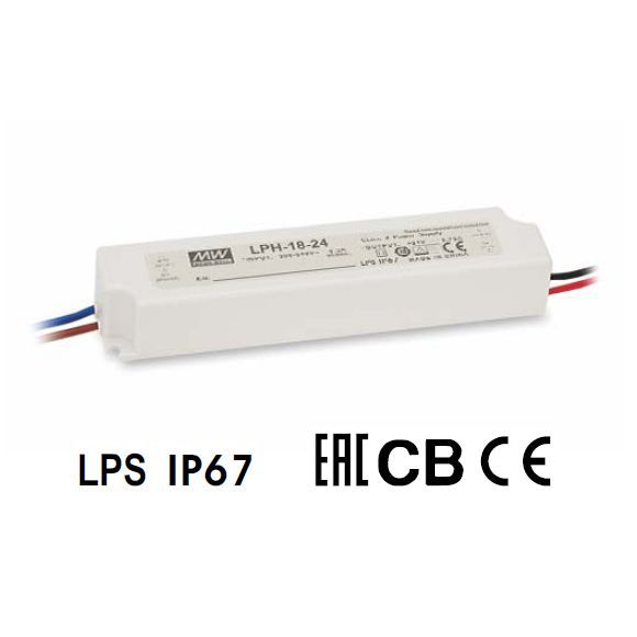 Блок питания 12В 18Вт 1,5A IP67 LPH-18-12 пластиковый корпус