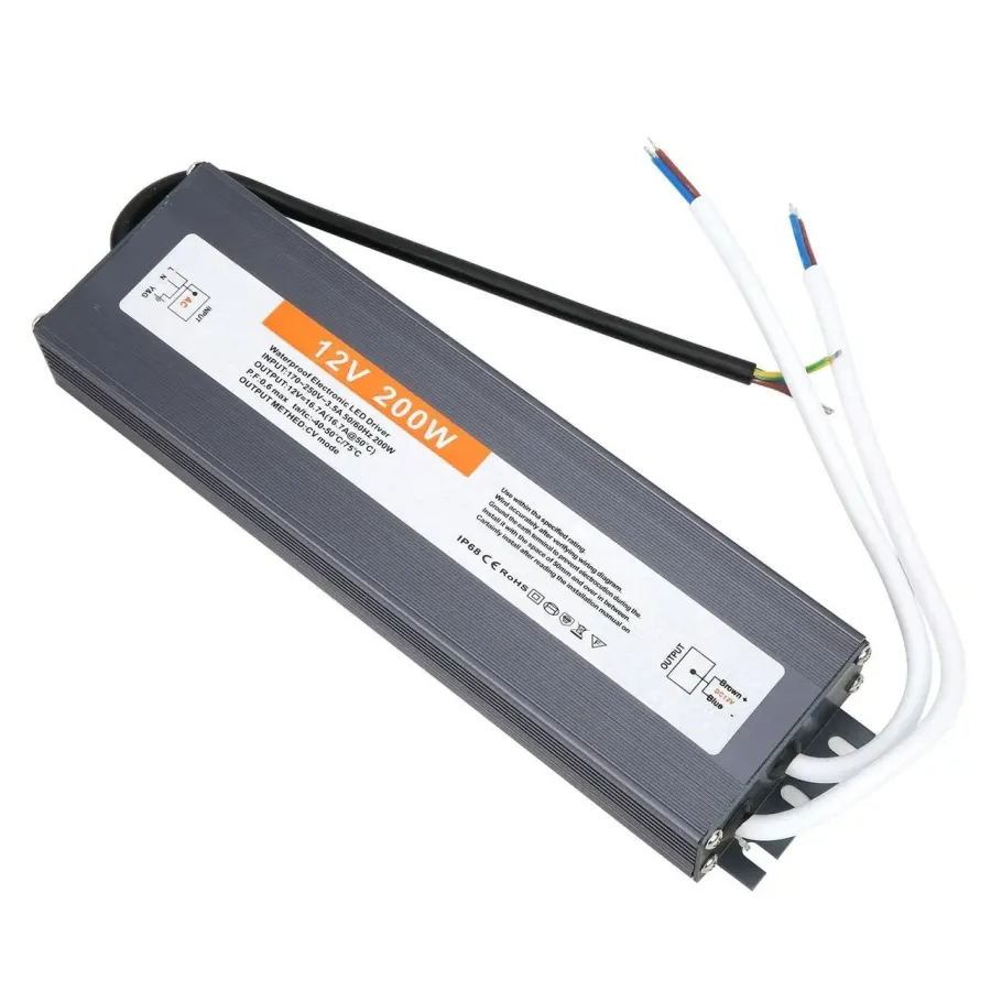 Блок питания 12В 200Вт 16,7А IP68 LT-200-12 Slim металлический герметичный корпус