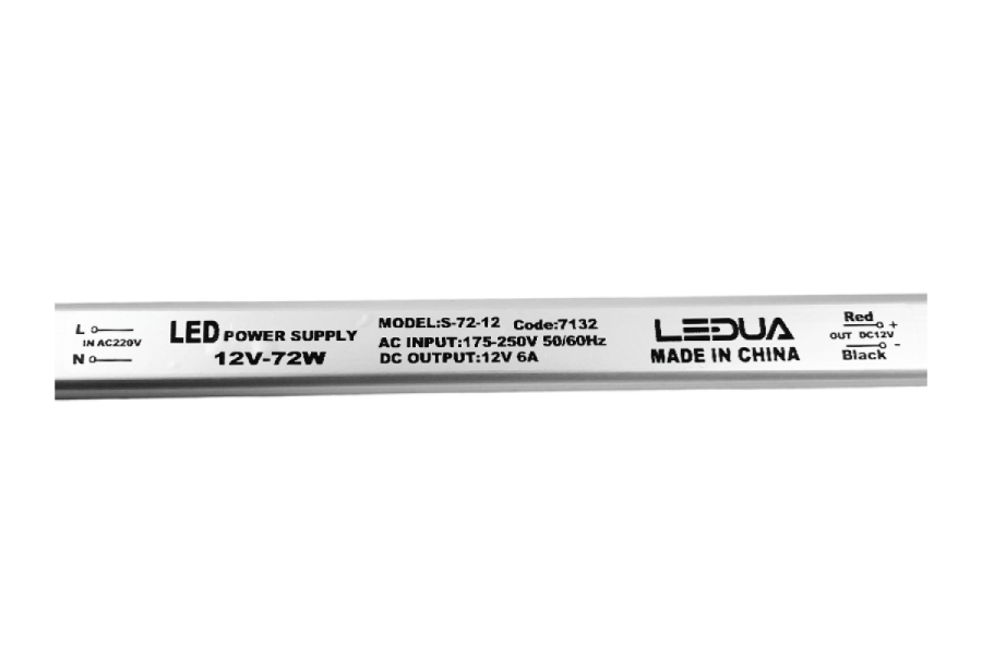 Блок живлення OEM 12В 72Вт 6А LU-72-12 Stick IP20 алюм.