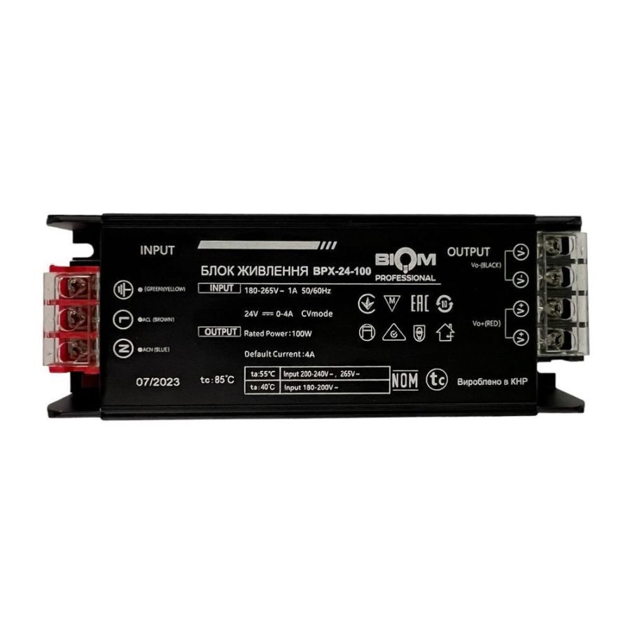 Блок питания 24В 100Вт 4А IP20 BPX-24-100 Slim металлический перфорированный корпус