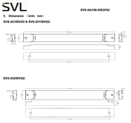 Блок живлення SVL 24В 150Вт 6,25А IP20 SVS-24150VG2 Slim пластик