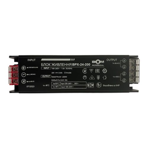 Блок живлення 24В 200Вт 8А IP20 BPX-24-200 Slim металевий перфорований корпус