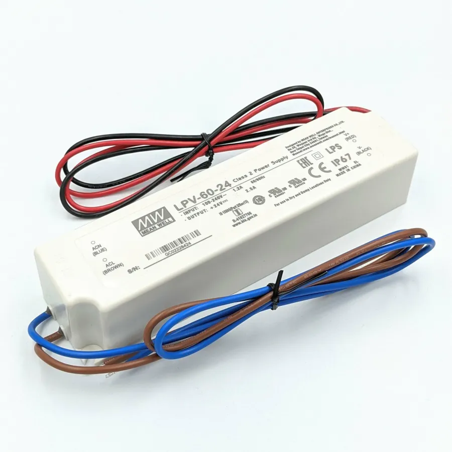 Блок живлення MEAN WELL 24В 60Вт 2.5А IP67 LPV-60-24 пласт. герм.