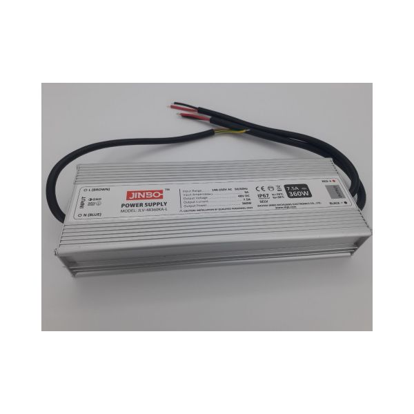 Блок живлення JINBO 48В 360Вт 7,5А IP67 JLV-48360KA-L металевий корпус