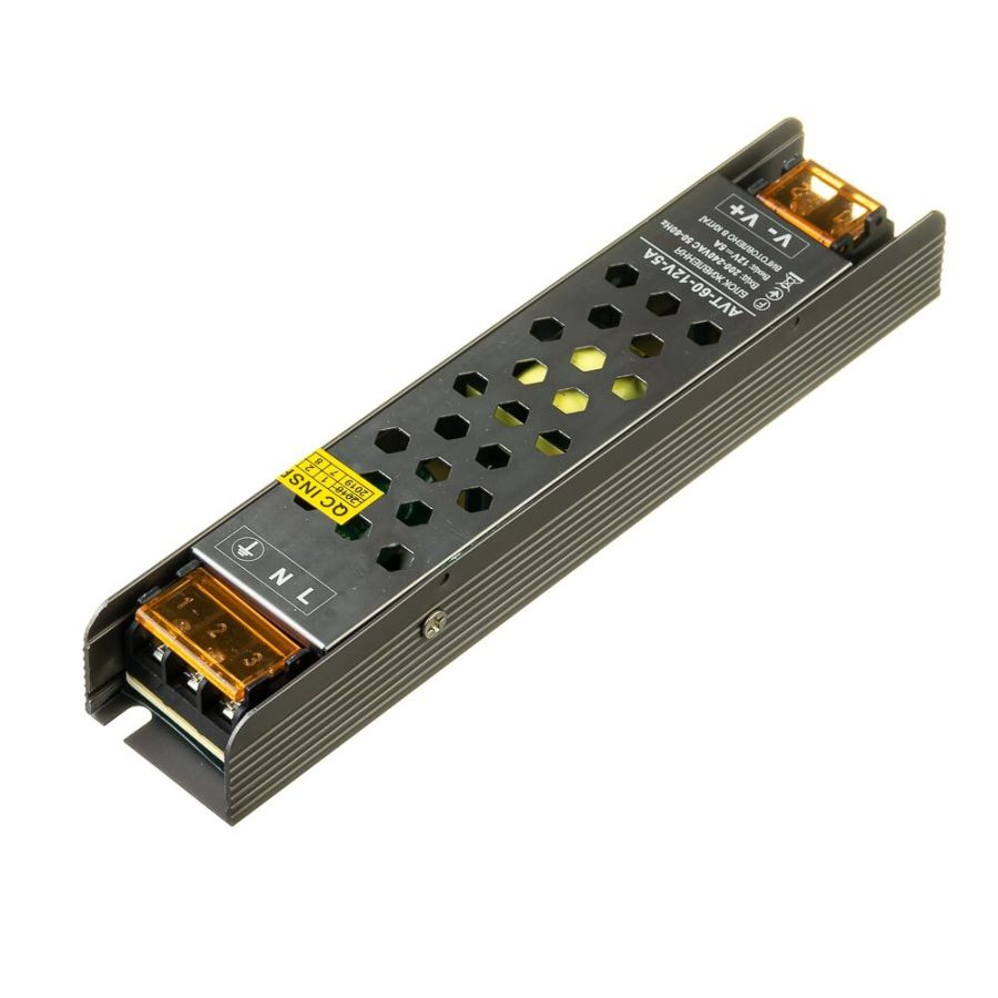 Блок живлення AVT 12В 60Вт 5А IP20 Slim мет. перф.