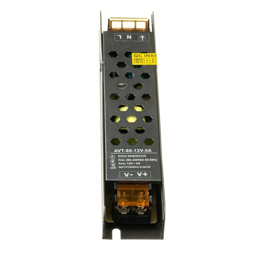 Блок живлення AVT 12В 60Вт 5А IP20 Slim мет. перф.