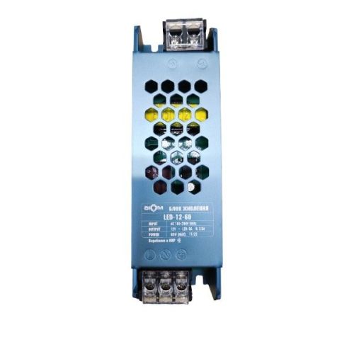 Блок живлення BIOM 12В 60Вт 5А IP20 LED-12-60 Slim мет. перф.