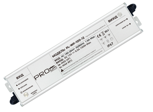 Блок живлення PROLUM™ 12V, 100W, 8.33А, Series "WPS"