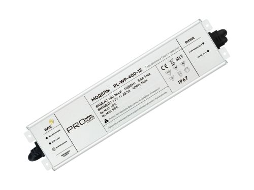 Блок питания 12В 400Вт 33,3А IP67 PL-WP-400-12 Slim металлический Герметичный корпус