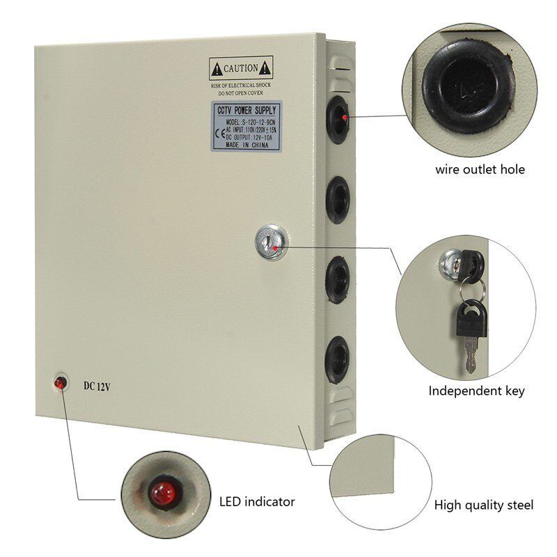 Блоки живлення (в металевому боксі) PROLUM 120W 12V (IP20,10A,18CH) Series "CCTV"