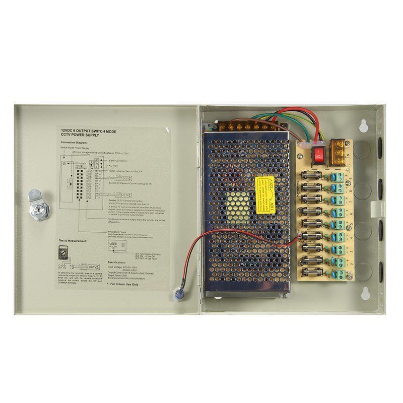 Блок живлення PROLUM™ 12V, 180W, 15A, 9 каналів, Series "ССTV"