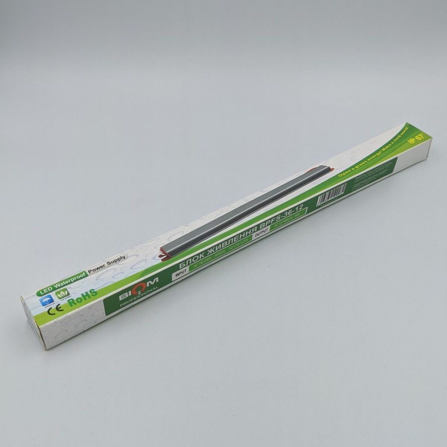 Блок живлення BIOM 12В 36Вт 3А IP67 BPFS-36-12 Stick мет. герм.