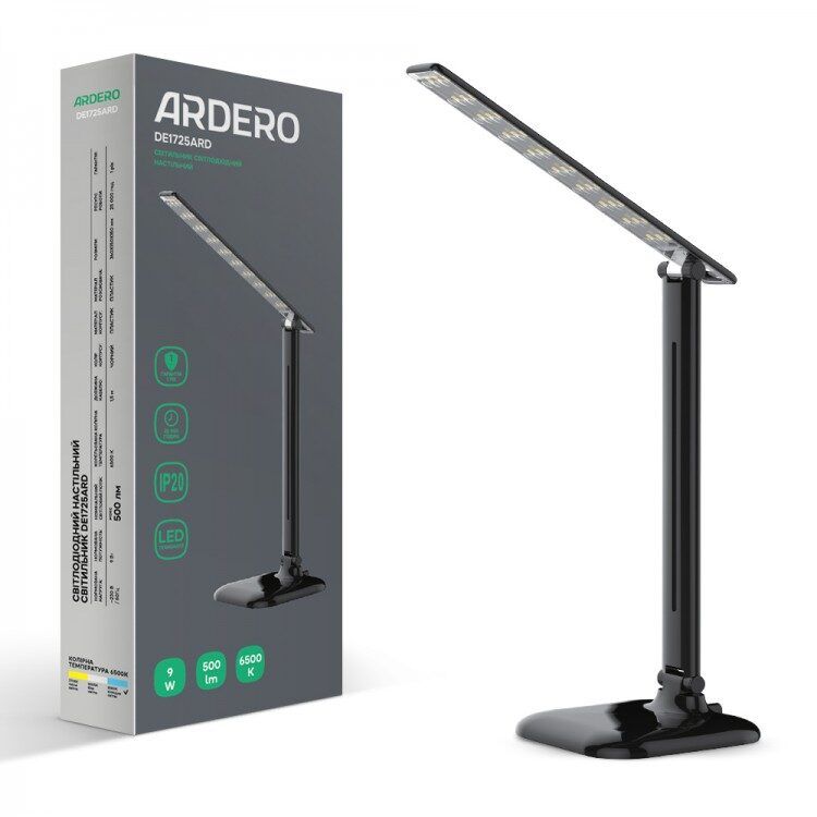 Світлодіодний світильник настільний DE1725ARD 9W 6500K чорний