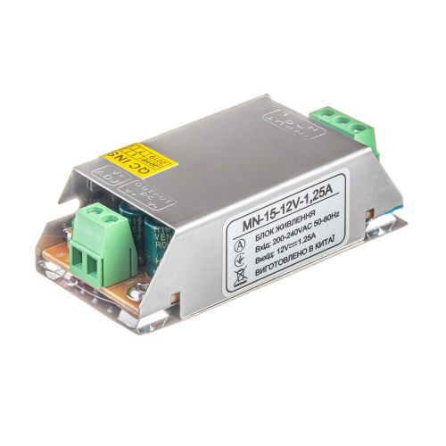 Блок живлення AVT 12В 15Bт 1.25A IP20 MN-15-12 мет. перф.