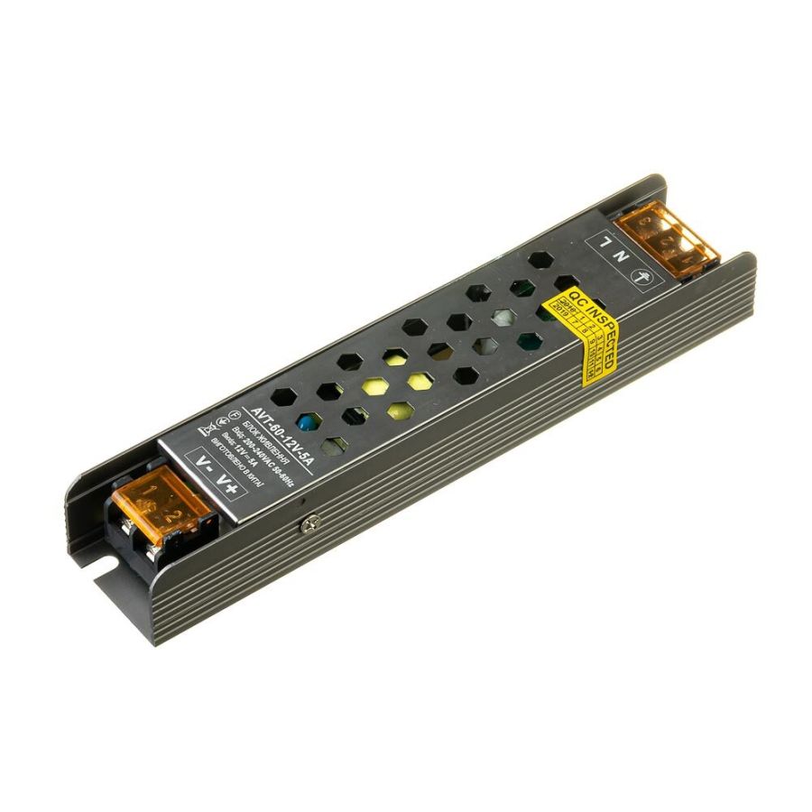 Блок живлення AVT 12В 60Вт 5А IP20 Slim мет. перф.