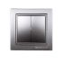 Вимикач подвійний, Enzo срібний камінь