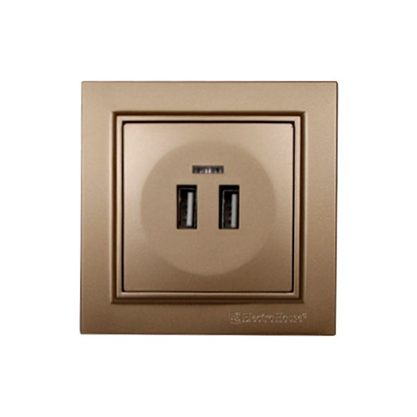 Розетка USB (2 порти) 2A, Enzo розкішне золото