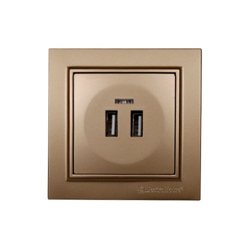 Розетка USB (2 порти) 2A, Enzo розкішне золото