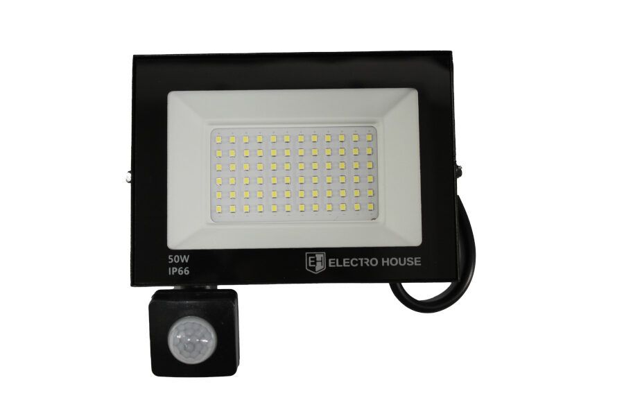 LED прожектор з датчиком руху 50Вт 5000 Лм 6500К  холодний білий SMD2835