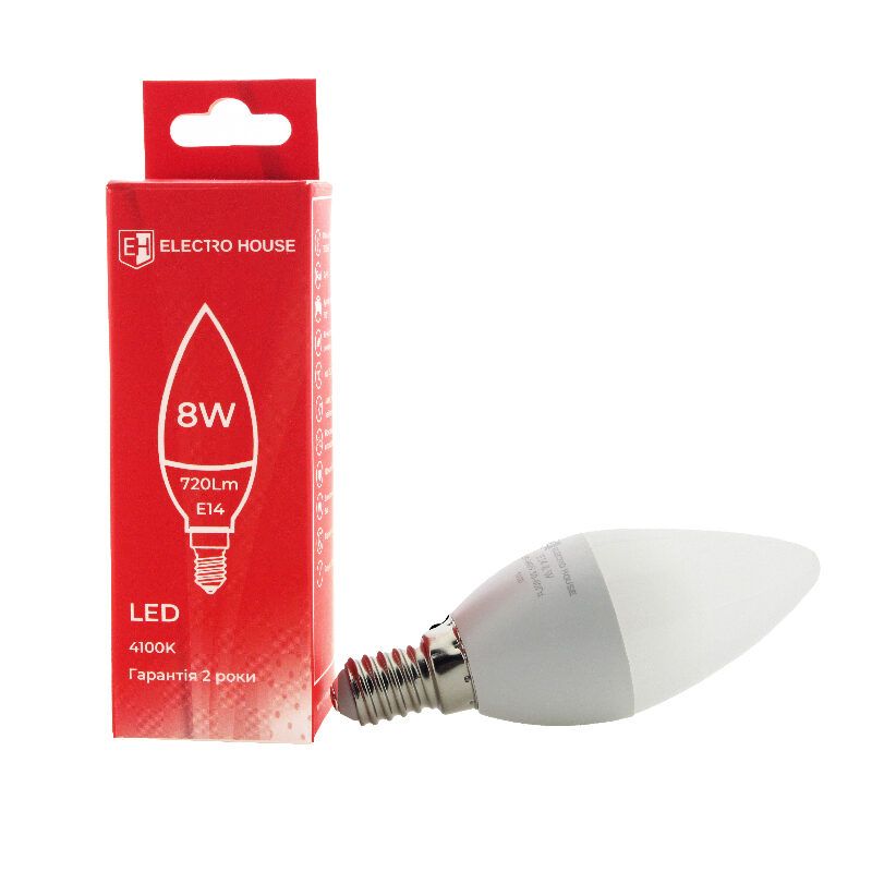 LED лампа С37 8Вт E14 4100К 720 Лм 180-260 В