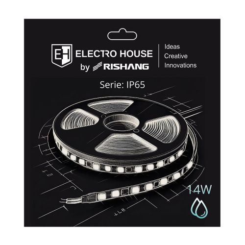 LED стрічка 14Вт 24В SMD2835 180 діодів, 1400 Лм, холодний білий 6500К, серія IP65 Electro House by Rishang