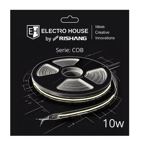 LED стрічка 10Вт 24В COB 320 діодів, 950 Лм, холодний білий 6500К, серія COB Electro House by Rishang