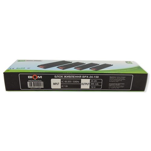 Блок живлення 24В 150Вт 6А IP20 BPX-24-150 Slim металевий перфорований корпус