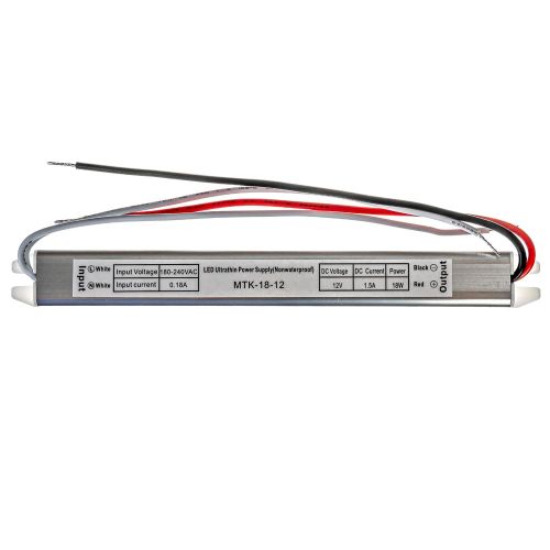 Блок питания 12В 18Вт 1,5А IP20 MTK-18-12 SLIM №1 металлический корпус