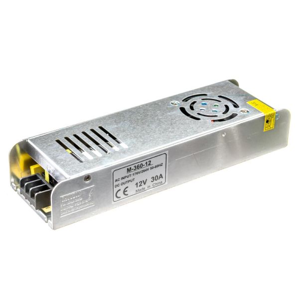 Блок живлення BIOM 12В 360Вт 30А IP20 M-360-12 Slim мет. перф.