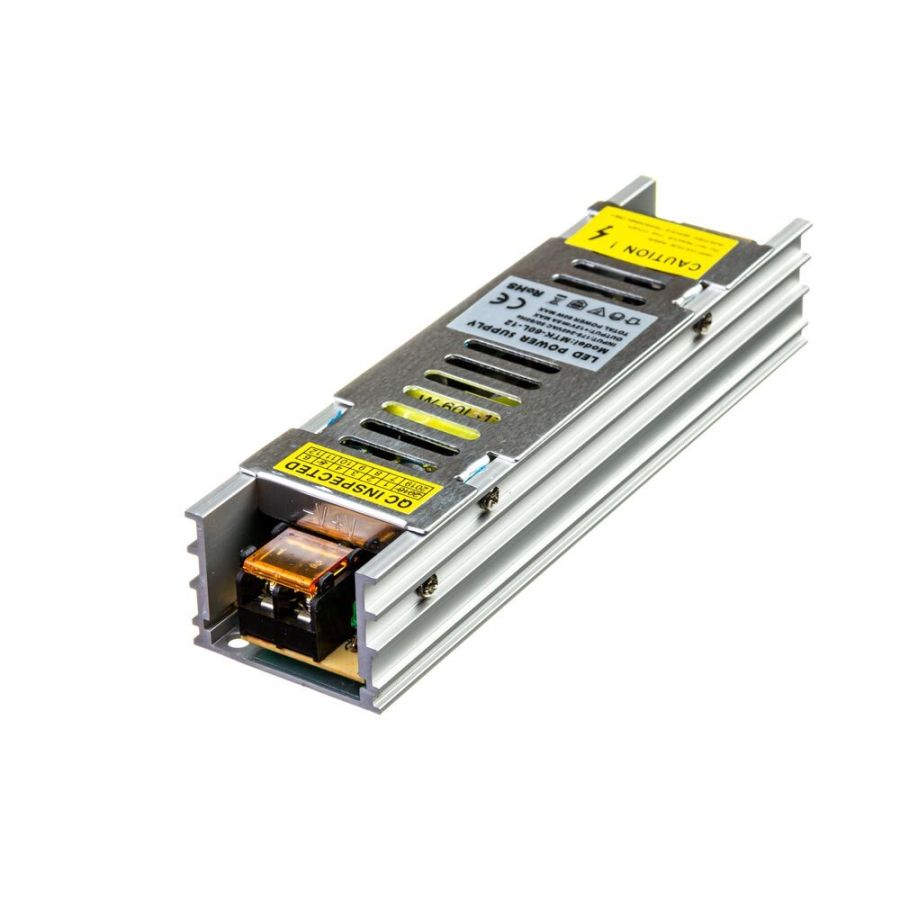 Блок питания 12В 60Вт 5А IP20 MTK-60L-12 LONG алюминиевый перфорированный корпус
