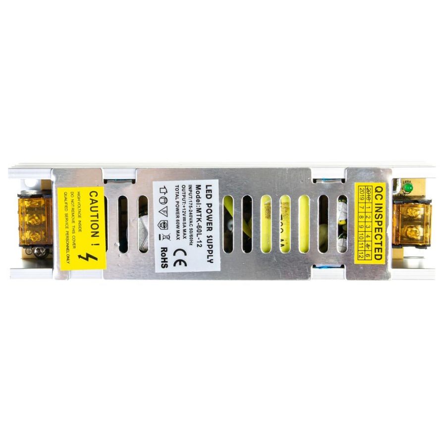 Блок питания 12В 60Вт 5А IP20 MTK-60L-12 LONG алюминиевый перфорированный корпус