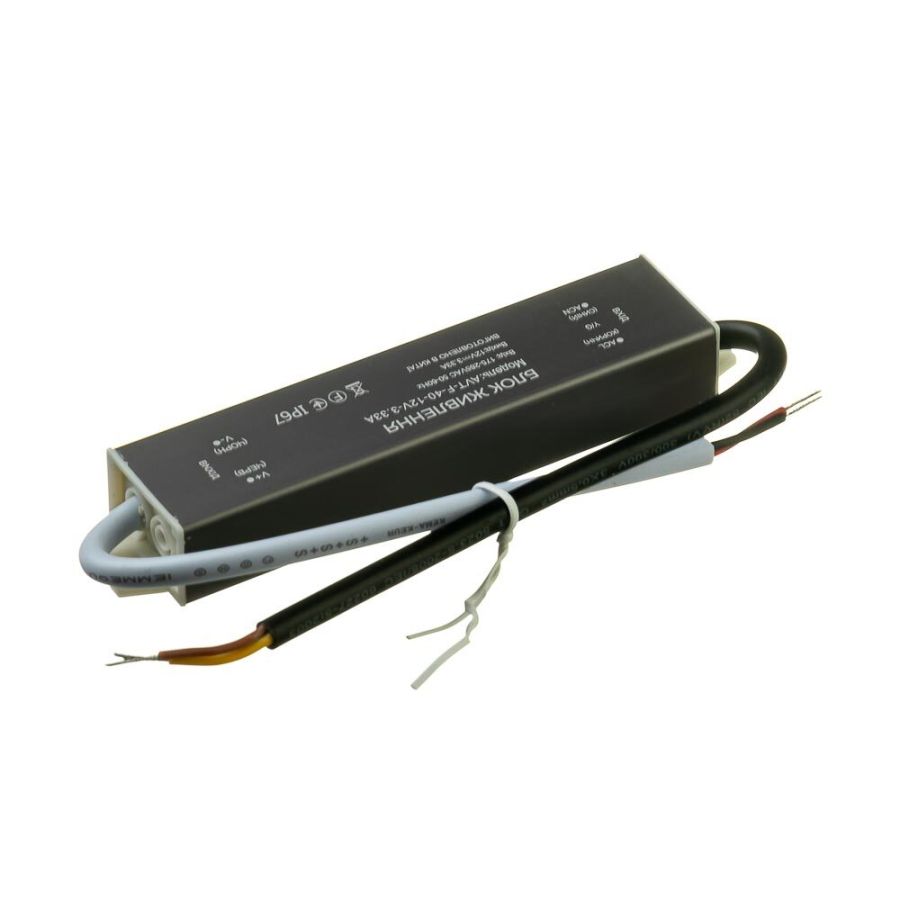 Блок живлення AVT 12В 40Вт 3,33А IP65 AVT-F-12V мет. герм.