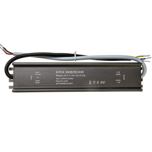 Блок живлення AVT 12В 100Вт 8,33А IP65 AVT-F-12V мет. герм.