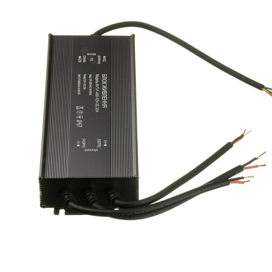 Блок живлення AVT 12В 400Вт 33,3А IP65 AVT-F-12V мет. герм.