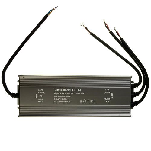 Блок живлення AVT 12В 400Вт 33,3А IP65 AVT-F-12V мет. герм.