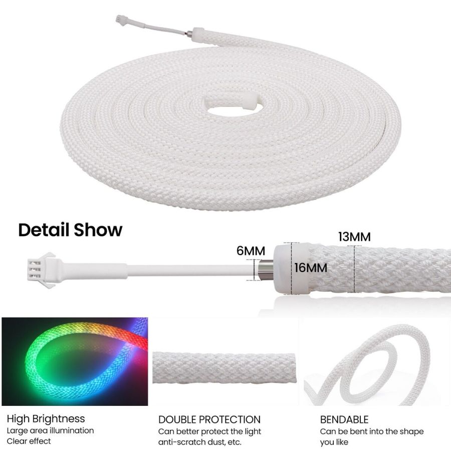 Готовий набір Круглої неонової стрічки PROLUM™ 5V; D13 ; 5M; RGB FULL COLOR