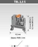 Гвинтова клема з розмикачем TBLOC TBL 2,5 S Сіра