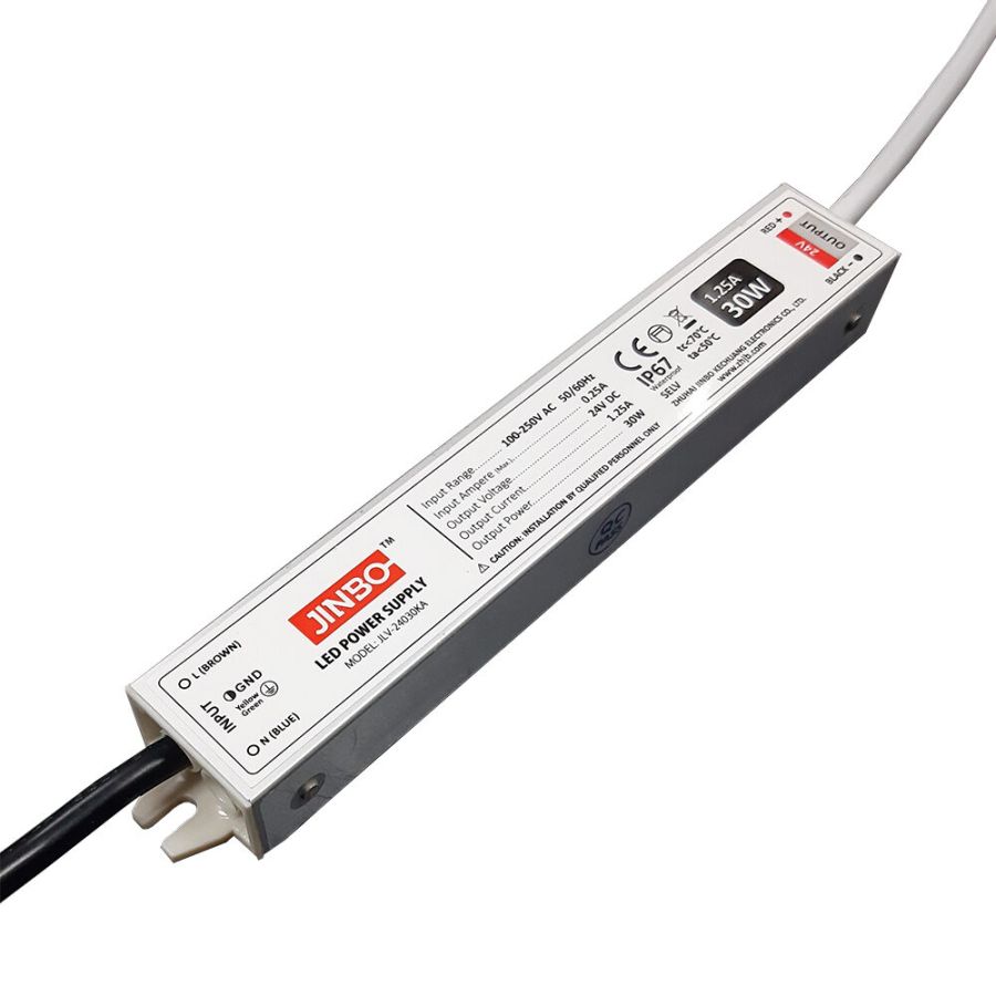 Блок живлення JINBO 24В 30Вт 1,25А IP67 JLV-24030KA мет. герм.